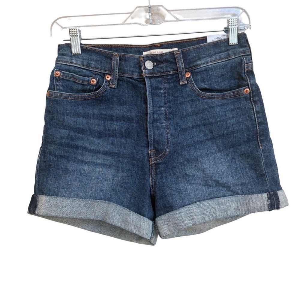 Levi's Wedgie Short High Rise Denim Cuffed Blue Button Fly Shorts Size 27